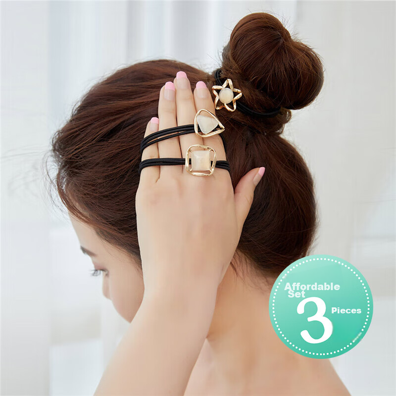 CHIMERA 3-Piece Hair Ties, High Ponytail Holders, Back of Head Bun Elastics, Hair Accessories for Women, Mid-Autumn Festival Gift