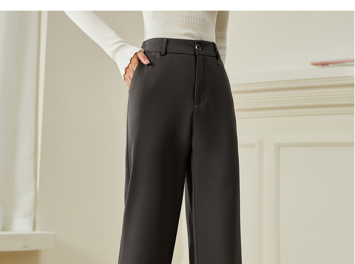 Chushen Spring And Autumn Casual Pants for Women, Wilderness Maillard High-Waist Straight Slimming Versatile Commuter Suit Pants S143K2020 18