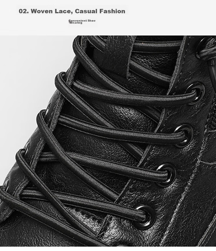 CARTELO Men's Shoes, Spring 2026 Popular High-Top Casual Leather Shoes, Thick-Soled Work Boots for Men, Black, Size 43 6