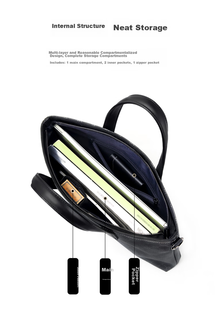 GOLF Business Briefcase for Men, Large Capacity Handbag, 15-Inch Laptop Bag, Horizontal Style Briefcase, Shoulder Crossbody Bag 6