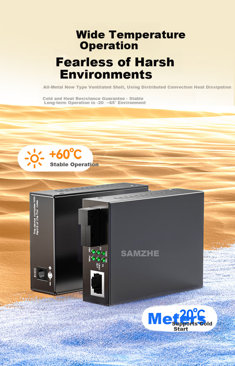 Sanze Telecom Grade Lightning Protection Gigabit Multimode Dual Fiber Optical Transceiver 550m External Power SZ-FCQMMS 5