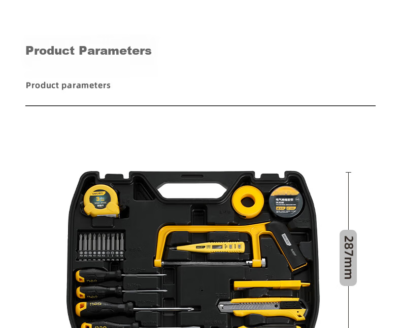 Deli Household Multi-Functional Hardware Toolbox Set, 37-Piece Manual Tool Kit, Electrician Repair Emergency Kit 15