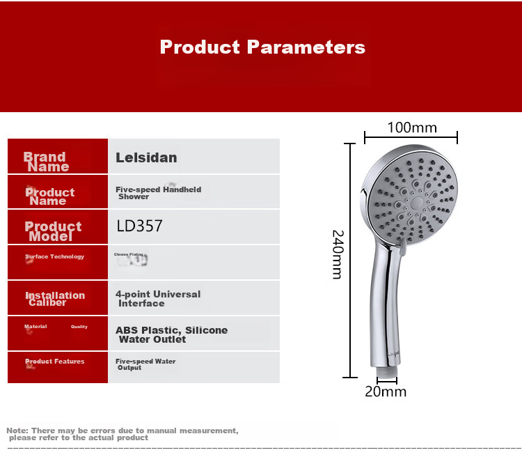Larsd High-Pressure Shower Head Set, Handheld Shower Head for Bathing, Shower Head + Flexible Hose Two-Piece Set LD3572 10