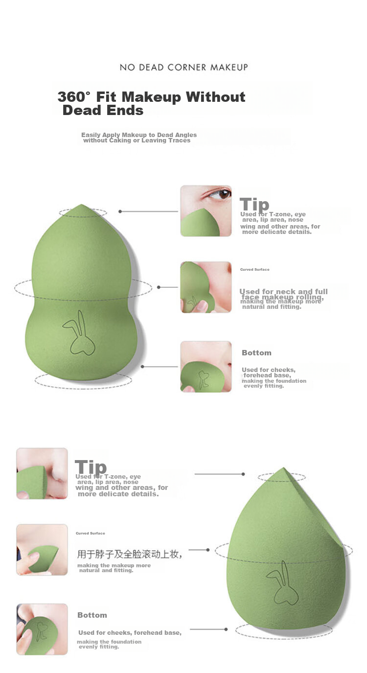 Jianyingshu Rabbit Head Beauty Blender Set of 3, Makeup Sponge Powder Puff for Dry And Wet Use, Non-Absorbing Powder 2