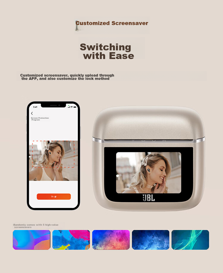 JBL TOUR PRO3 Business Cabin 3rd Generation [Wang Chulin's Choice], Wireless Bluetooth Earphones, Smart Touch Screen, Active Noise Cancellation, In-Ear Style, Compatible with Apple And Huawei, Dazzling Ice Latte 12