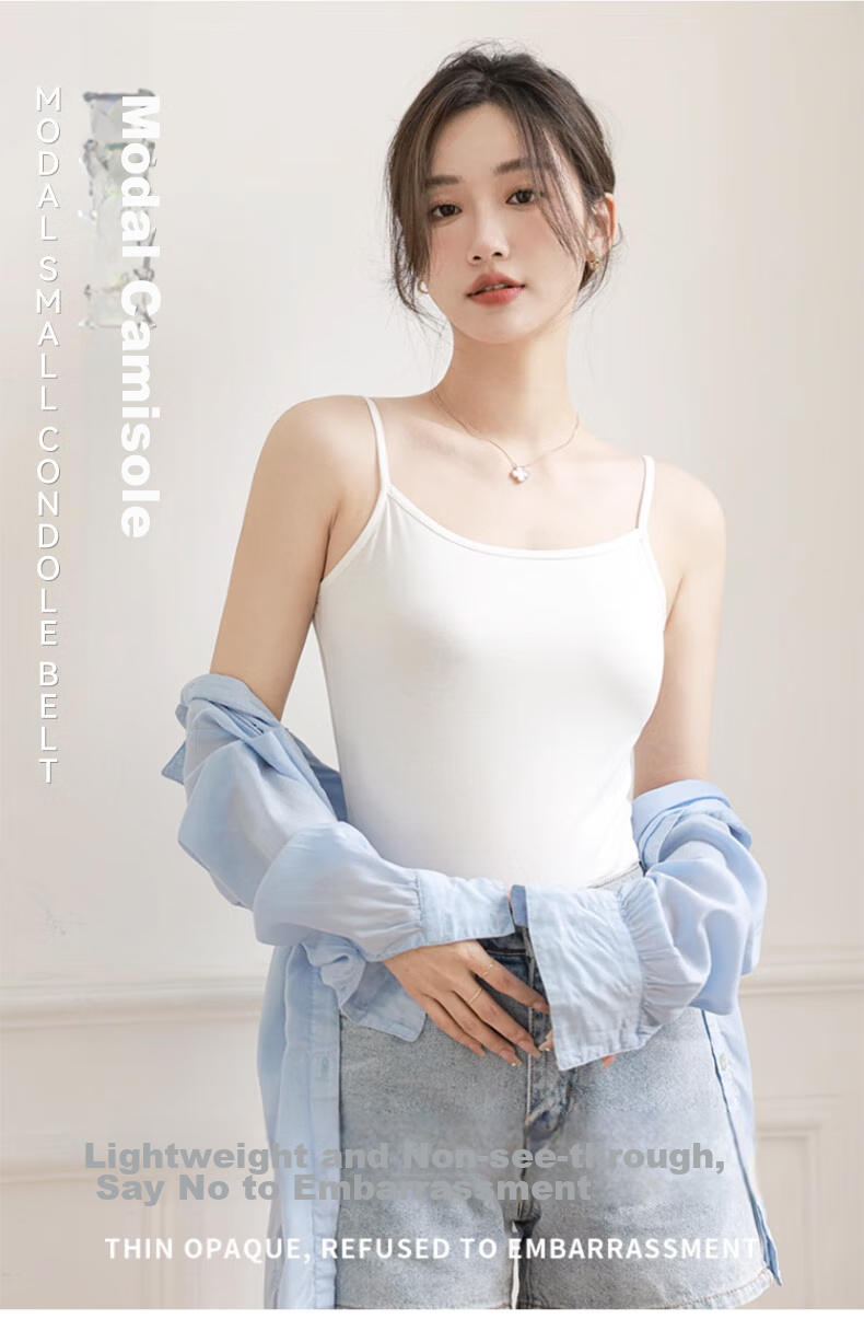 FitonTon, 2-Piece Modal Camisole Tank Top for Women, Thin Undershirt, Sweat-Absorbing And Breathable, Suitable for Outer Wear Or Inner Layering, White And Black 1