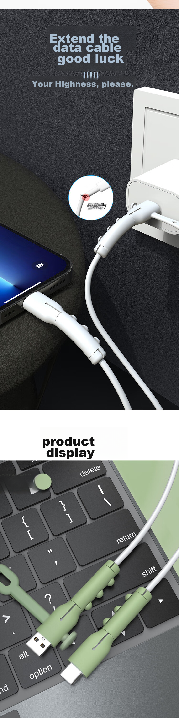 MAIKUQI Fourth Generation Silicone Data Cable Protector, Anti-Breaking And Anti-Fracture for Data Cables, Universal for Android And Type-C Round Ports [Matcha Green] 5
