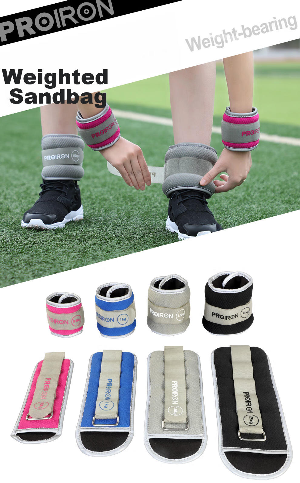 PROIRON Puli'ai Weighted Sandbag Leg Straps Universal Middle-Aged And Elderly Muscle Gain Resistance Training Leg Sandbag 1KG 1