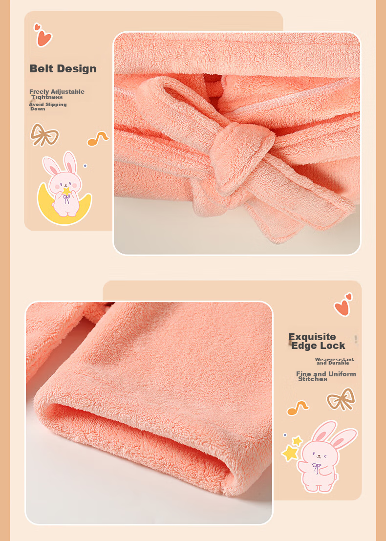 Grace Bathrobe for Women, Winter Coral Fleece, Absorbent Quick-Drying Cape, Home Loungewear, Autumn Winter Couple Wearable Bath Towel, Long Sleepwear, Size M 14
