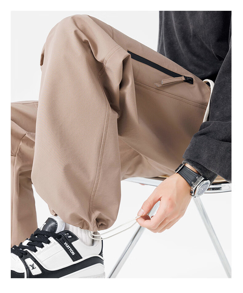 Dingfengbaoluo American-Style Functional Cargo Pants for Men, Summer Versatile Loose-Fit Trendy Outdoor Hiking Casual Trousers DFK35 Apricot Color 2XL 17