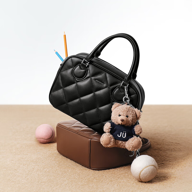 JUST STAR Celebrity-Style Bowling Bag, Women's Handbag, 2026 New Luxury Shoulder Crossbody Boston Tote Bag, Birthday Gift