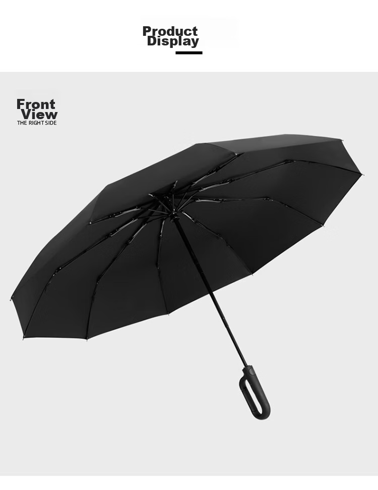 C'mon Fully Automatic Umbrella, Three-Fold Large Size, Sun Protection Umbrella, Sunshade Umbrella for Men, Automatic Folding Umbrella with Ring, Black 7