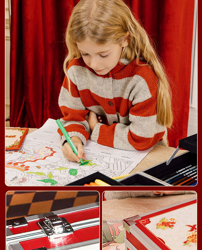 Mobee Painting Gift Box Brush Set, Birthday Present for Boys And Girls Aged 7-14, Watercolor Pens, Kindergarten Drawing Kit 11
