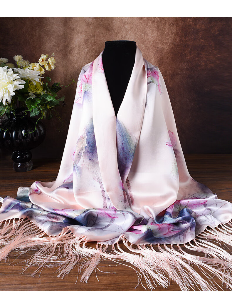 Hangsifu Silk Mulberry Silk Suzhou Embroidery Scarf, Flower Pattern Gift Box, Shawl, Outer Wear, Birthday Gift for Mom, High-End Mid-Autumn Festival Present 31