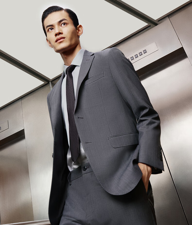 Goldlion [Ziyoux] Spring And Summer Men's Dress Pants, Machine Washable, Wool, Easy-Care Formal Trousers, Gray, Size 34 13