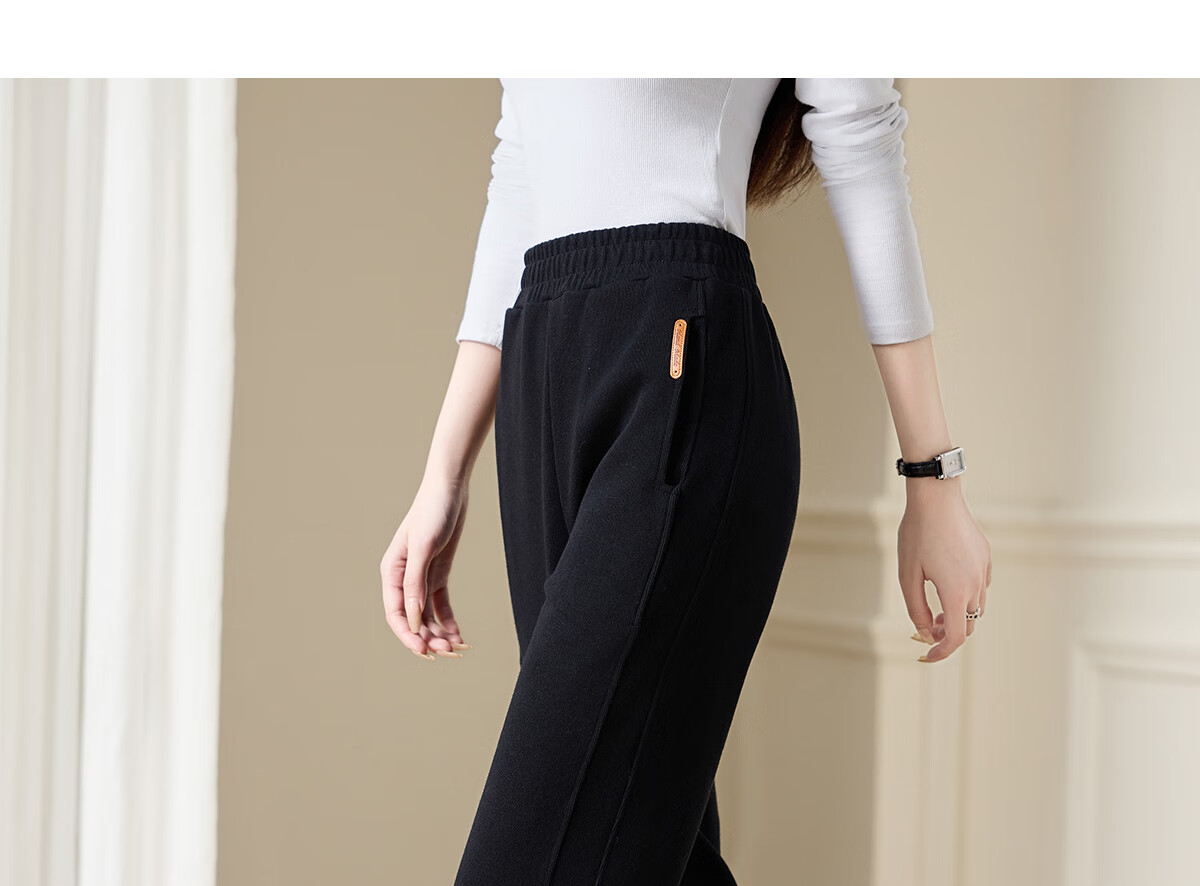 Chushen Women's Casual Pants with Elastic Waist, Versatile Slimming Effect, Pockets, Casual Tapered Leg Sweatpants Sports Pants S143K2006 15