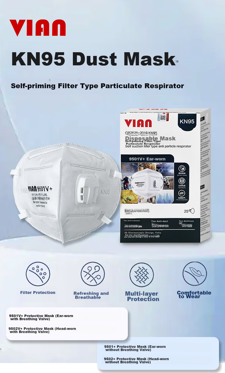 VIAN Dust Mask Industrial Dust Welding Grinding Painting Smoke Particle KN95 Dust Anti-Haze Mask 9502V+ Head-Mounted Versio 1