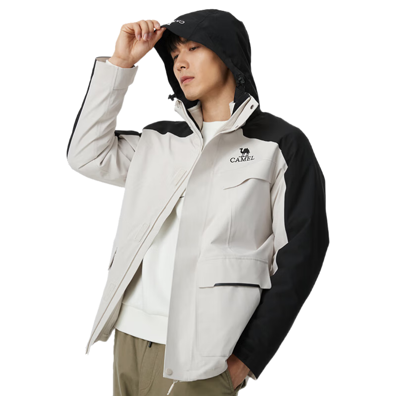 CAMEL Men's Three-In Detachable Outdoor Windproof Waterproof Mountaineering Jacket, 1071 M