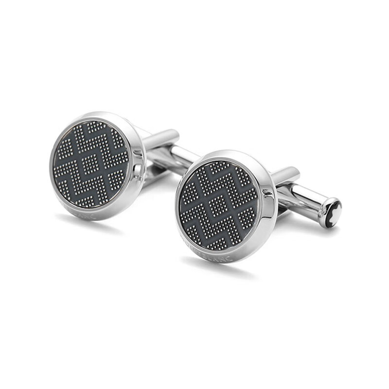 MONTBLANC Round Cufflinks Silver Gray Granular Pattern 116654 Gift
