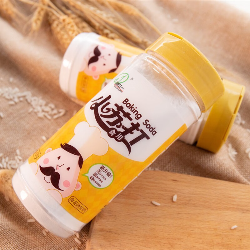 海联三一食用小苏打粉烘焙发面自制苏打水 洗蔬果 低氯细粉瓶装400gx3