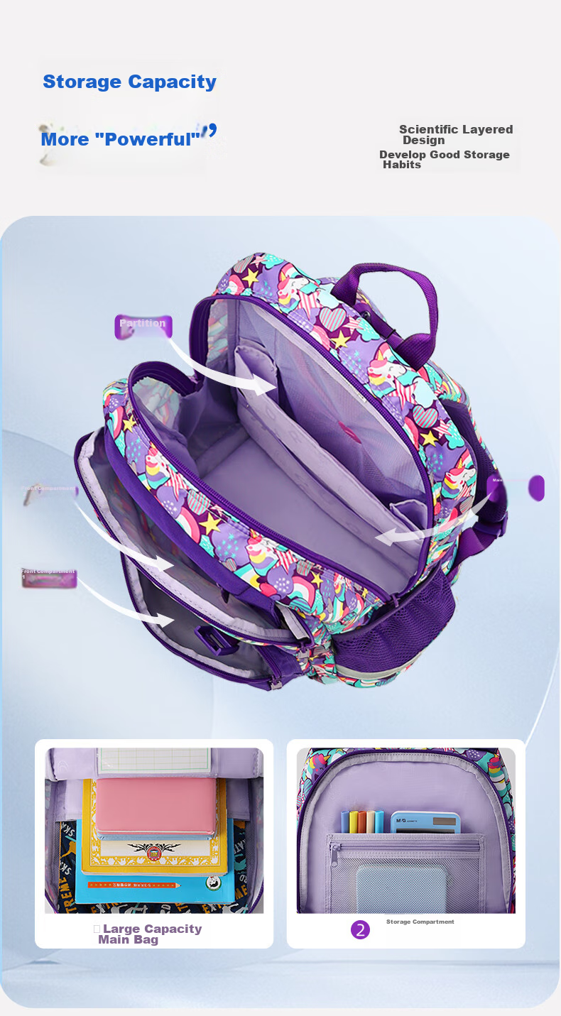 DR·KONG Backpack for Girls, Elementary School Students Grades 3-6, Children's Spine-Protecting Lightweight Large-Capacity Backpack, Convenient Shoulder Bag 17