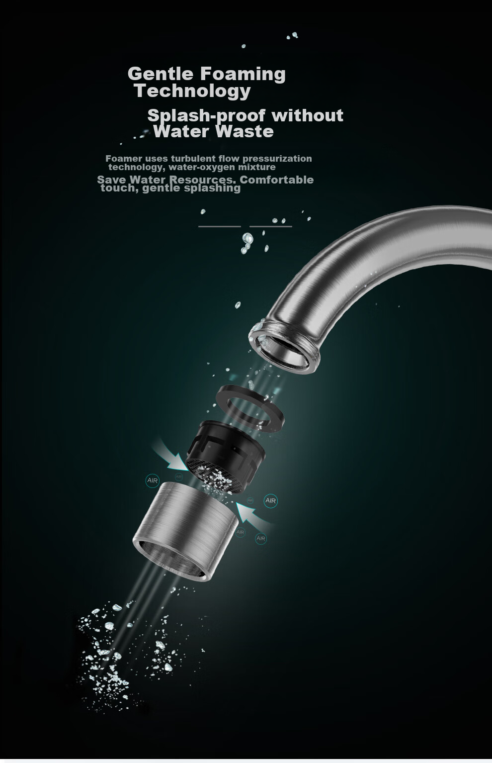 MICOE Kitchen Faucet Single Cold Series, 304 Stainless Steel Lead-Free, 360° Rotating Sink Tap, 100F 7