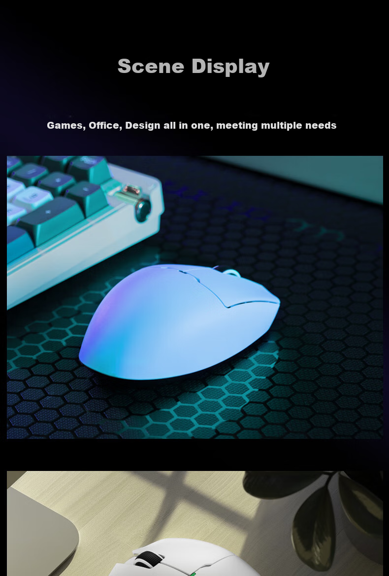 Aigo GM80 Plus Glacier Wired/wireless/tri-mode Gaming Mechanical Mouse for Office And Bluetooth Rechargeable Ergonomic Mouse for Small And Medium Hands 16