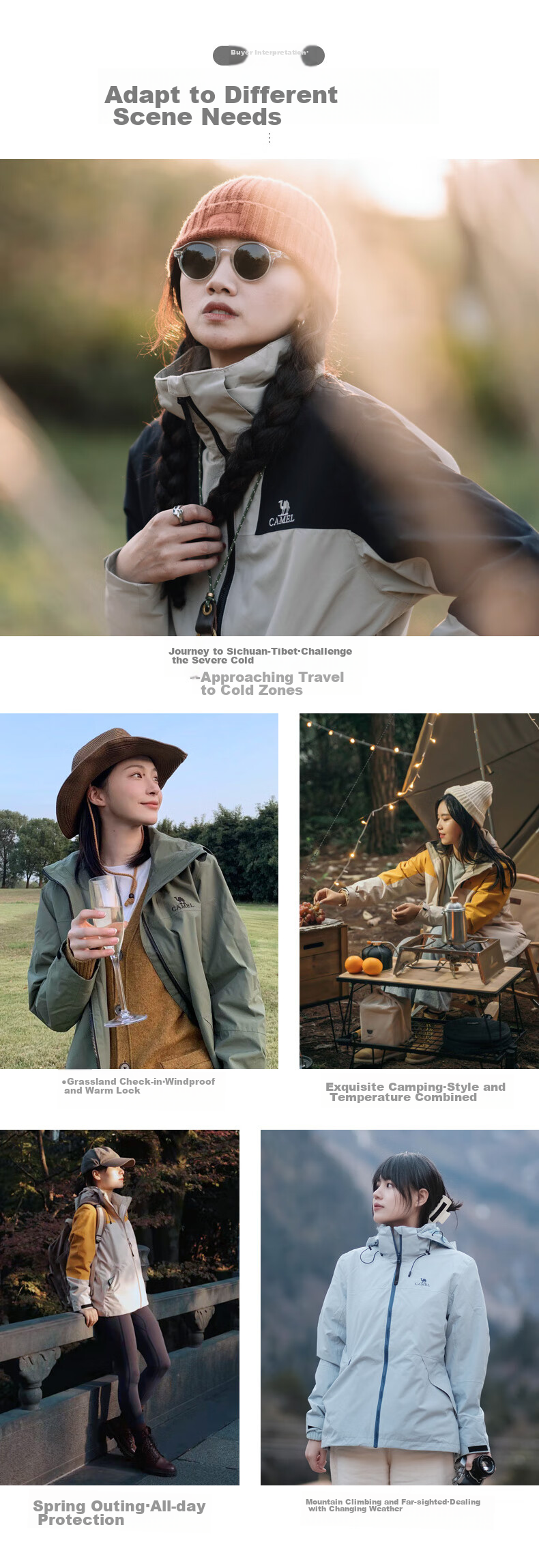 CAMEL Windbreaker for Men And Women, Couples Style, Moisture-Wicking, Cold-Resistant, Warm Fleece Three-In Mountaineering Jacket A1W13a1118 1