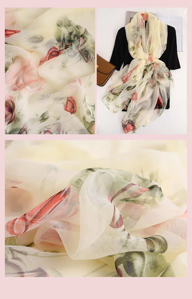 Hangsifu Silk Scarf for Women, Summer Gift Box, Shawl, Outer Wrap, Practical Birthday Present for Mom Or Wife, Mid-Autumn Festival Gift 12
