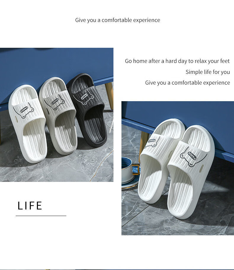 IQGD Slippers for Men And Women, Soft-Soled Floor Slippers, Non-Slip Bathroom Slippers for Couples, Black, Size 36-37 [Suitable for 35-36] 12