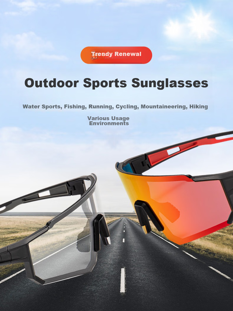 BIKEBROS Polarized Cycling Glasses with Prescription Lenses for Men And Women, Sports Outdoor Windproof Sandproof Bicycle Glasses for Fishing Trips Travel High Definition Glasses [Polarized Black Frame with Red Coating] 1