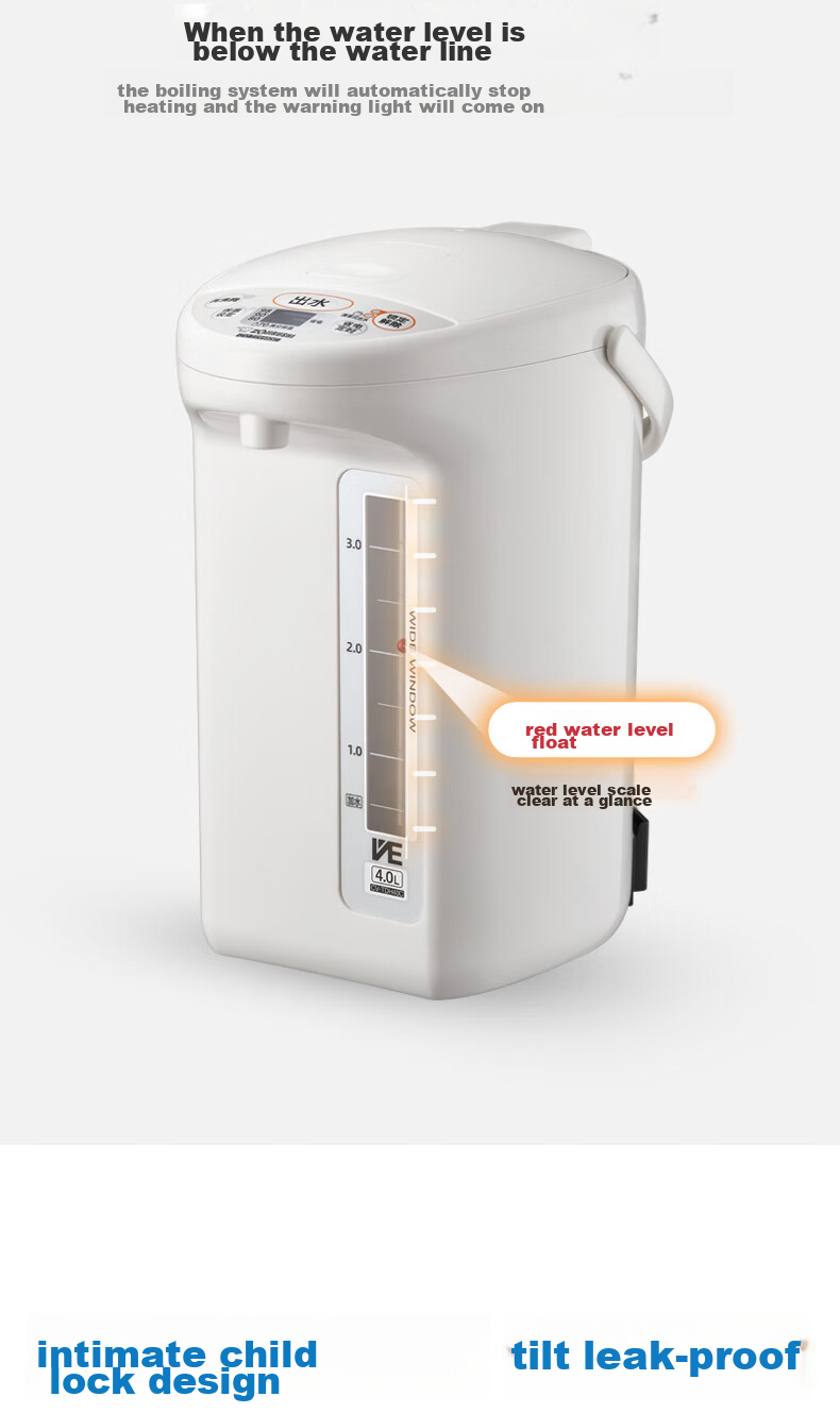 ZO JIRUSHI Electric Kettle, Four Temperature Settings, VE Vacuum Insulation, Energy-Saving And Power-Efficient, for Home And Office Use, Electric Hot Water Pot, 3L, CV-GQH30C (White) 9