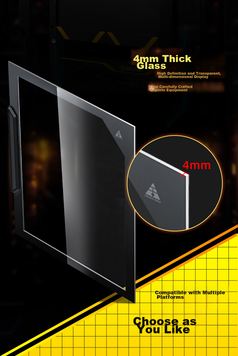 Golden Field Jianyu Qingyao NANO Wide-Body Desktop Computer Case, Cooling Grid Panel, ATX Motherboard/8 Fan Positions/Compatible with 240mm Water Cooling/Glass Quick-Release Desig 7