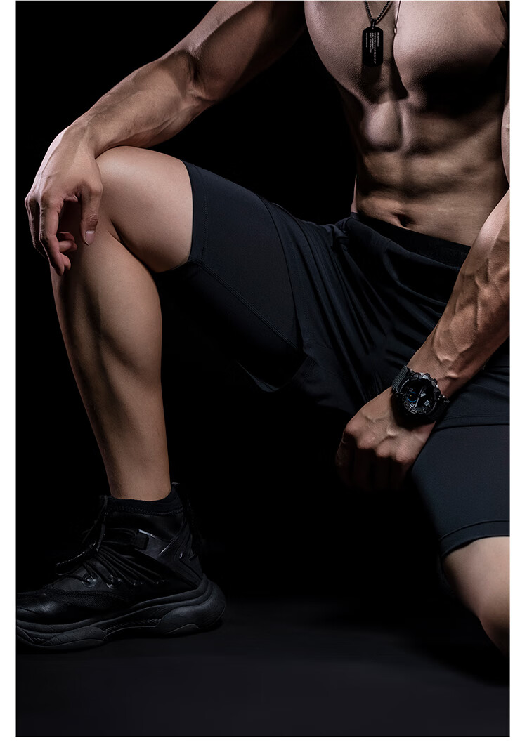 Monster Guardians Men's Sports Shorts with Double-Sided Lining for Summer, Marathon, Basketball, Outdoor Quick-Dry Athletic Pants, Black, Size L 15