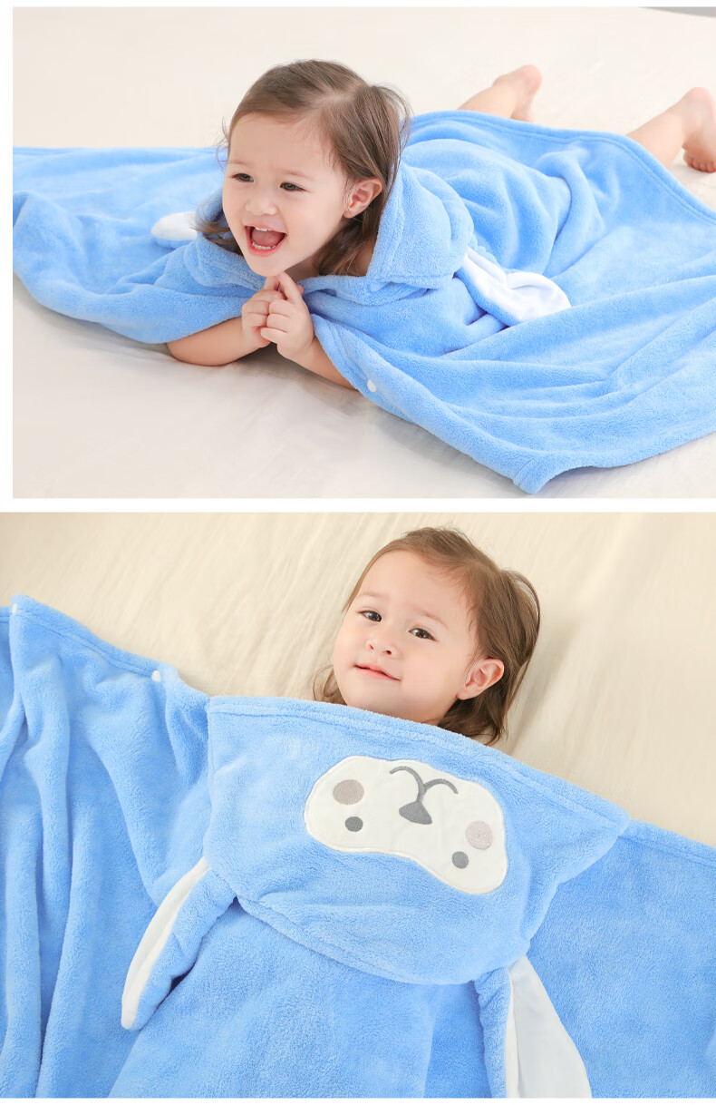 Nanjiren Baby And Child Bath Towel Cape with Hood, Cotton Gauze Absorbent Coral Fleece Bath Towel, Baby Bath Robe Cloak Wrap 14