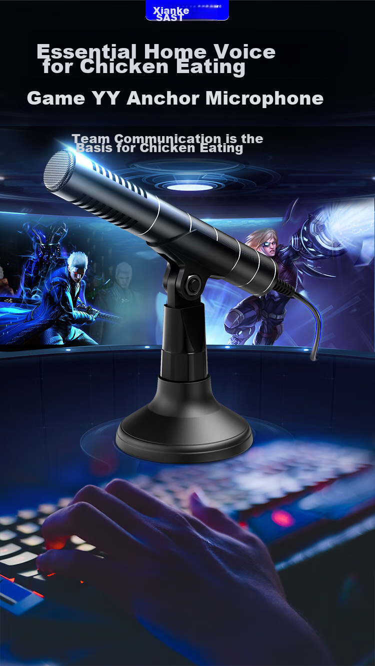SAST OK-57B Computer Microphone for Desktop, Laptop, Conference, Online Classes, Video Games, Remote Voice Broadcasting, PUBG, USB Sound Card Wired Mic Condenser 2