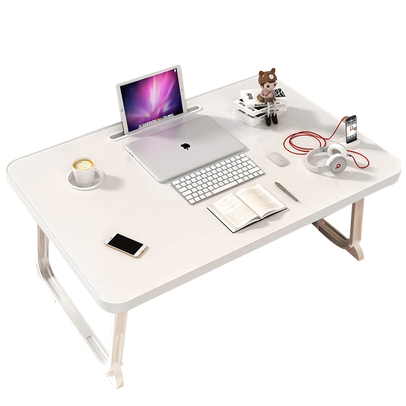 Huakaizhixing Bedside Table, Laptop Desk, Study Desk, Writing Small Table BGZ698 with Drawer, White, 70*48