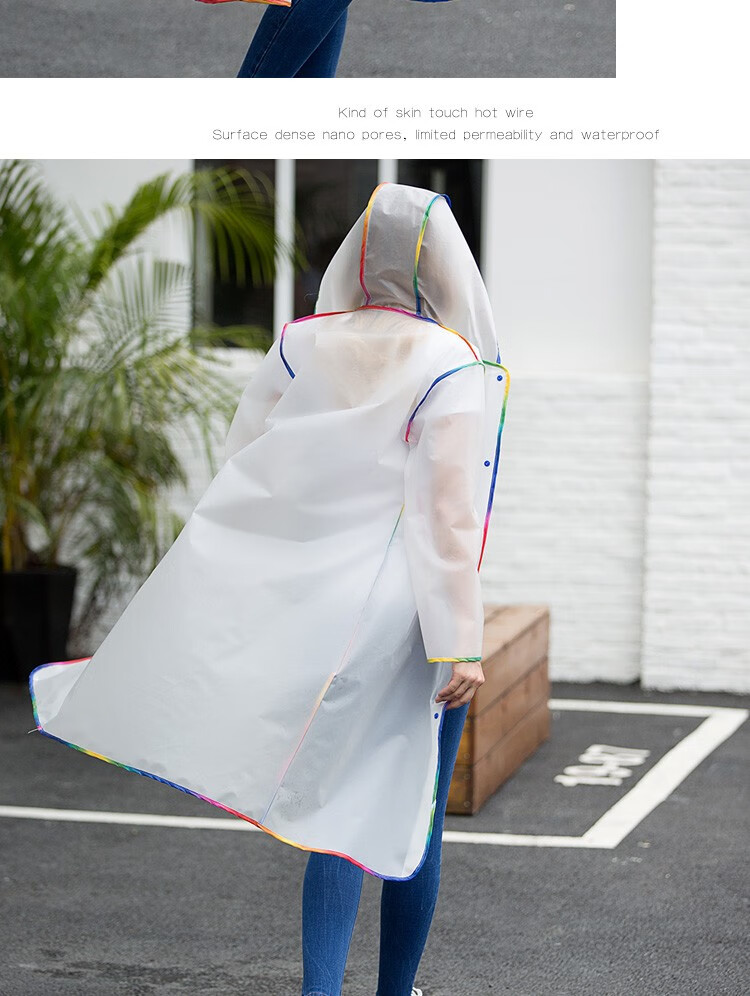 Etravel Non-Disposable Raincoat Stylish Slim Fit Unisex Long Thick Walking Hiking Rain Poncho Men's One Size 3