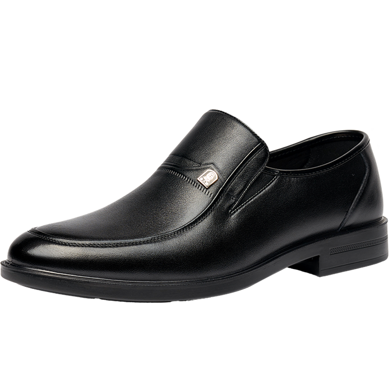 LAORENTOU Men's Business Formal Leather Slip-On Driving Shoes First Layer Cowhide A90135 Black Size 42