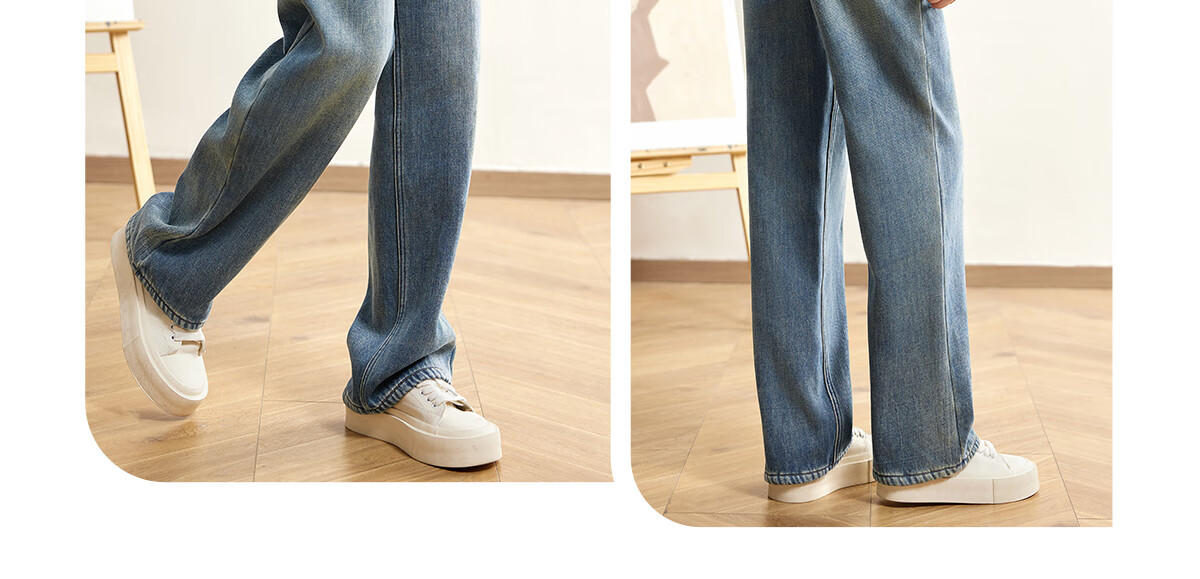 Halo Queen Women's Jeans, Spring And Autumn High-Waisted Slimming Cat Paw Design, Fashionable Versatile Straight-Leg Pants, New Product H144N3001 5