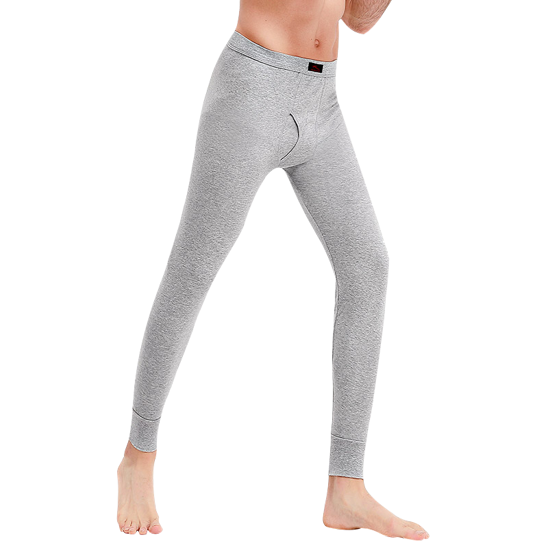 LangSha Men's Autumn Long Johns, Single Piece, Pure Cotton Thin Style, Wool Antibacterial Knee Protection, Men's Cotton Wool Pants, Thermal Underpants, Black, L
