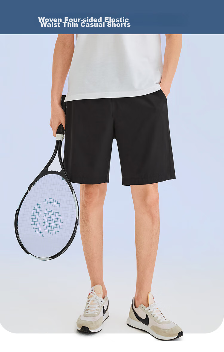 Giordano Men's Woven Sports Shorts, Four-Way Stretch Five-Point Pants with Elastic Waistband, Lightweight Casual Shorts for Men 13102222 3