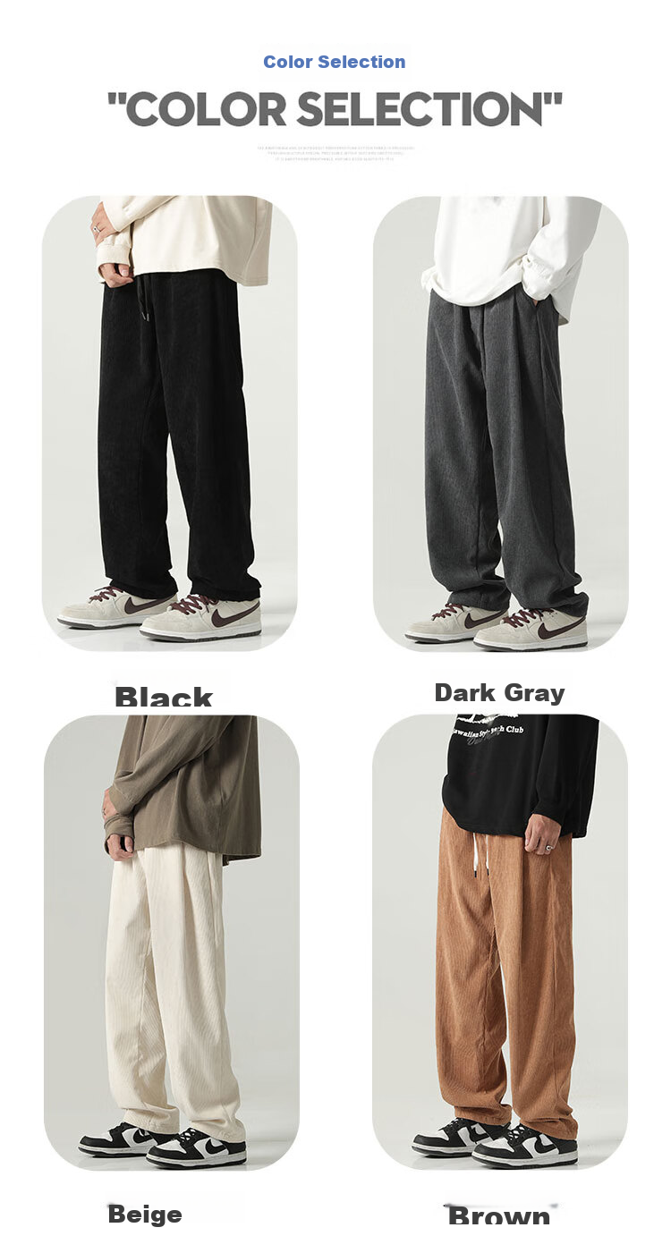 MMOPTOP Corduroy Pants for Men, Spring And Summer Vintage Loose-Fitting Straight-Leg Casual Trousers, 8302 Off-White S 4