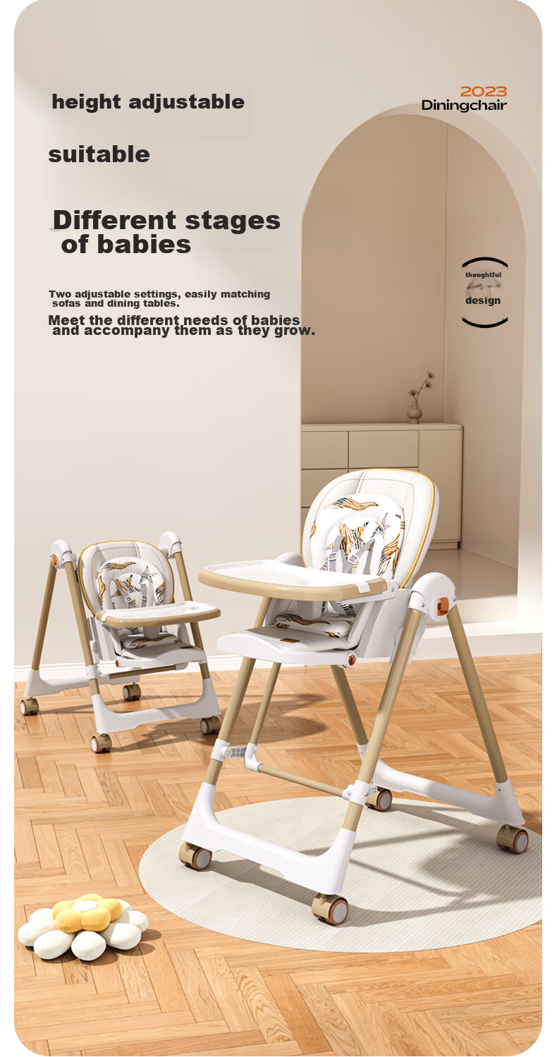 BeBeMorning Baby High Chair, Infant Feeding Chair, Foldable Dining Table And Chair Set, Lightweight Home Use Chair 14