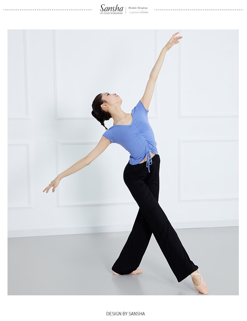 Sansha High-Waisted Loose Wide-Leg Pants for Modern Classical Dance Practice, Teacher's Body Shaping, And Ethnic Costume, Black, XL 6