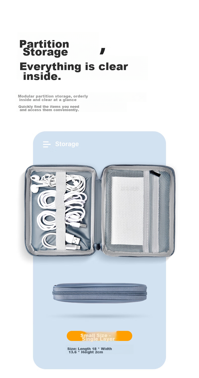 DiyiGongfang Multifunctional Digital Accessory Storage Bag for Charging Cables, Power Banks, Portable Hard Drives, Headphones, USB Drives, USB Flash Drives, Power Adapters, Data Cables, Charging Cables, Portable Protective Case, Travel Organizer Bag 6