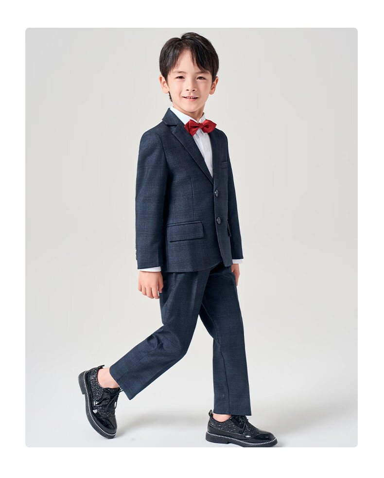 Romon Children's Suit Set Boys British Style Blazer Navy Plaid 150 16