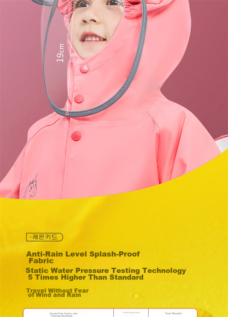 Lemonkid Children's Raincoat for Boys And Girls, Baby Rain Poncho, Elementary School Student Rain Gear, Tiana Rainbow Star Rabbit One-Piece, XL 3