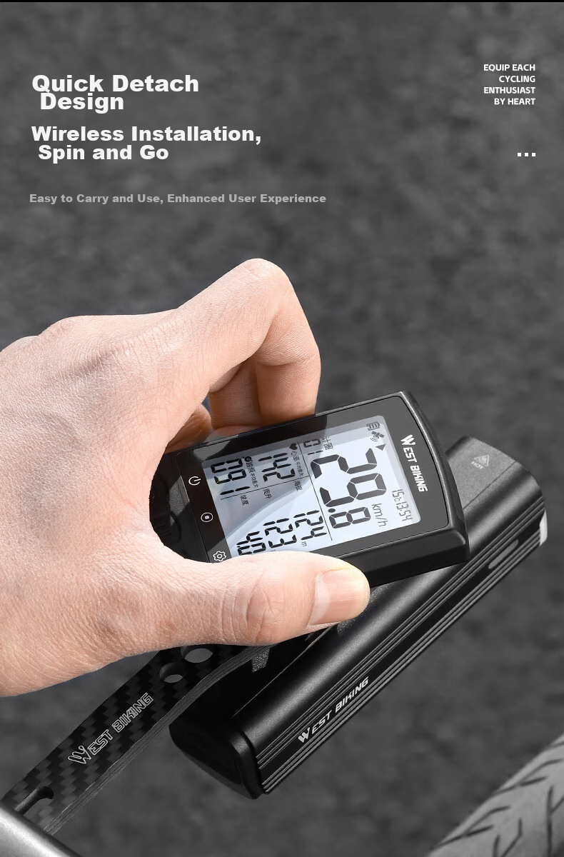 WestBiking Bicycle GPS Speedometer, Wireless Speed Measurement And Positioning, Odometer, Speed Recorder 21