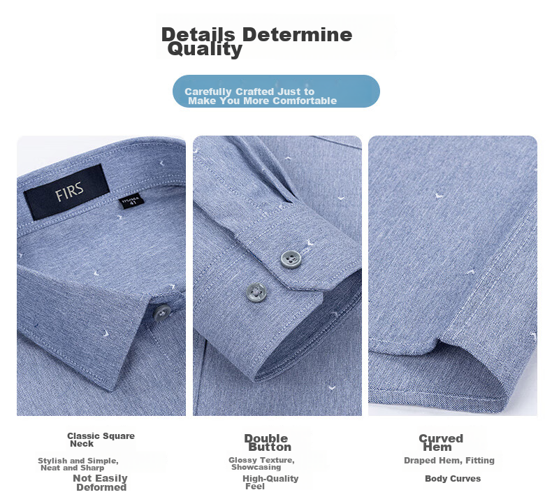 FIRS Long-Sleeve Shirt for Men, Autumn Business Casual Dress Shirt for Young And Middle-Aged, Style 7188-3 Green (Long-Sleeve Version), Size 41 2